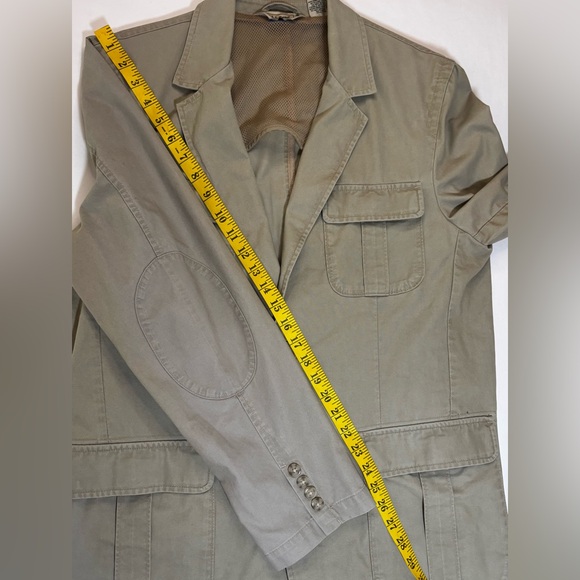 L.L. Bean Safari Field Jacket Pockets Elbow Patch Tan Neutral Khaki VTG Mens LG - Picture 16 of 16